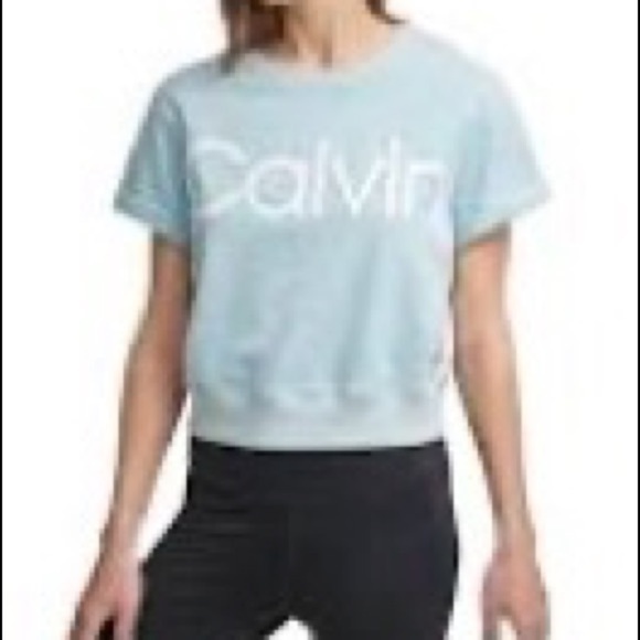 Calvin Klein Tops - Calvin Klein Performance Logo Crop Shirt French Terry S $49.50
